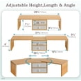 thumbnail image 3 of Support Surélevé Double pour Moniteur avec Tiroirs, Longueur et Angle Réglables, Support de Moniteur avec Rangement, Grand Rehausseur pour Ordinateur pour Moniteurs/ordinateur Portable/PC, Écran en Bois/support Télé, Organisateur de Bureau, 3 of 7