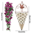 thumbnail image 2 of Artificial Rose Wall Hanging Set - Realistic Fake Flowers in Rattan & Iron Planter for Home Decor, Garden, or Mall Display, 2 of 9