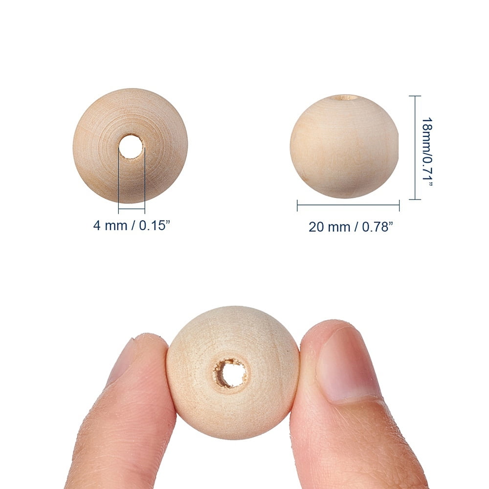500pcs Natural Unfinished Wood Beads Round Wooden Loose Beads Spacer Beads for Craft Making Macrame Beads Large Hole Beads Lead Free Moccasin 20mm Hole: 4~5mm