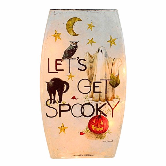 Stony Creek 8.00In Trick Or Treat Pre-Lit Med Vase, Glass, Halloween Pre-Lit Vase Hla5275 Ghost