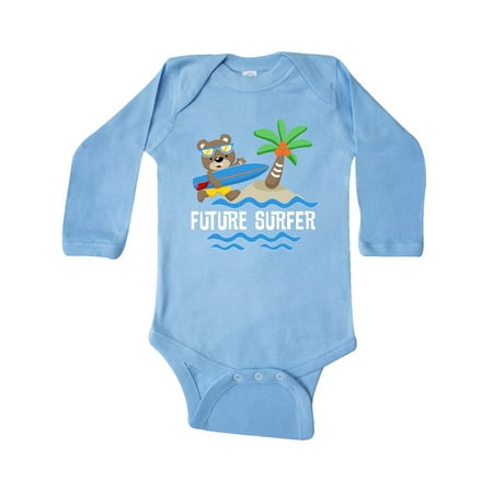 

Inktastic Surfing Future Surfer Bear Gift Baby Boy or Baby Girl Long Sleeve Bodysuit