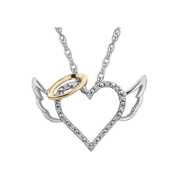 Sterling Silver Angel Heart Pendant Necklace with Chain