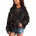 thumbnail image 2 of Grblisyd Girls Halloween Hoodies Kids Cute Skeleton Floral Print Hooded Sweatshirts Pullover Long Sleeve Drop Shoulder Tops with Kangaroo Pocket, 2 of 5