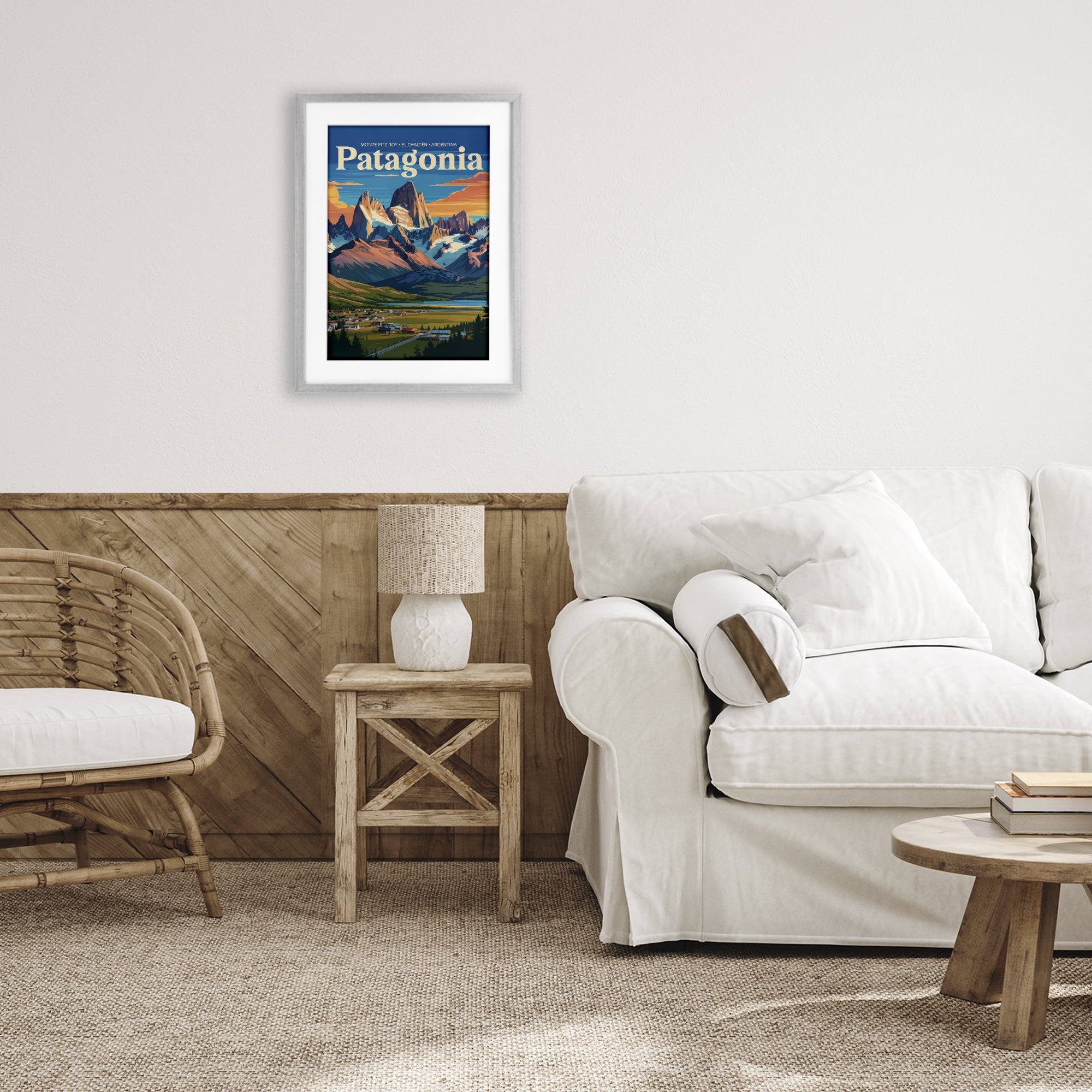 Stupell Industries Patagonia Valley Landscape Gray Framed Print Under Glass, design by Andreas Magnusson