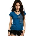 thumbnail image 4 of Vintage Short Sleeve T Shirt Women Summer Slim Fit Stretchy Casual Cute Y2K Gothic Graphic Tee For Teen Girls Trendy Tops Casual Party Shirts, 4 of 9