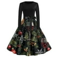 thumbnail image 4 of Christmas Dresses for Women Women's Fashion Vintage Long Sleeve Round Neck Christmas Printed Evening Party Dresses for Formal Event,Army Green,L, 4 of 4