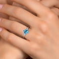 thumbnail image 4 of Gem Stone King 14K White Gold Swiss Blue Topaz Engagement Ring for Women | 1.60 Cttw | Oval Checkerboard 8X6MM | Gemstone November Birthstone | Size 7, 4 of 6