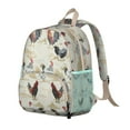thumbnail image 2 of Colorful Chicken Pattern Student Backpack – Retro Farm Animal Design with Rooster, Hen, Eggs, Cluck, and Watercolor Floral Nature Art, 2 of 6