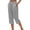 Gray, variant on Womens Capri Pants 7/8 Length Linen Button Elastic Waist Casual Cropped Pants Loose Fit Summer Beach Comfortable Bottoms Gray