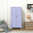 thumbnail image 4 of Double Door Pantry Cabinet Multifunctional Heavy Duty Storage Cabinet with 3 Layers Adjustable Shelves - 61 " Purple Food Storage Cabinet for Living Room, Garage, Office Size： 61"H X 27.6"W X 13.8"D, 4 of 8