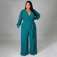 thumbnail image 2 of AURA Women Plus Size Jumpsuit Loose Fit High Waist Belted Casual Wide Leg Long Pants Outfit, 2 of 7