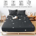 thumbnail image 5 of Twin Sze Fitted Sheet Set - Modern Black Grey 2 Piece Bedding Sets 16" Deep Pocket Fitted Sheet with 1 Pillowcase, Japanese Style Moon Stars Minimalism Brushed Microfiber Hotel Luxury Bed Sheets, 5 of 9