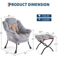 thumbnail image 3 of Lounge chair con ottoman: 400lb capacity, oversized reading armchair con folding footrest y side pocket, comfortable accent chair in plush gris para sala de estar o dormitorio, 3 of 7