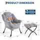 thumbnail image 3 of Lounge chair con ottoman: 400lb capacity, oversized reading armchair con folding footrest y side pocket, comfortable accent chair in plush gris para sala de estar o dormitorio, 3 of 7