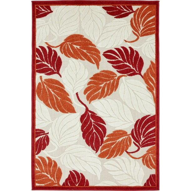 Unique Loom Augusta Indoor/Outdoor Modern Floral Area Rug or Runner ...