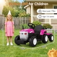 thumbnail image 6 of Farmdex 24V Ride on Tractor with Detachable Trailer, Ride on Toys for Kids w/ Remote Control, Electric Cars for Kids, LED Lights, Bluetooth, Music, MP3, Pink, 6 of 8