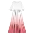 thumbnail image 4 of Little Girls Maxi Dress 4-14 Years Ruffle Half Sleeve Round Neck Floral Print Tiered Long Dress with Side Pockets Pink P 13-14 Years, 4 of 7