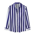 thumbnail image 2 of Gubotare Men's Casual Stylish Short Sleeve Button-Up Striped Dress Shirts (Dark Blue,L), 2 of 5
