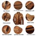thumbnail image 2 of WULFUL Men's Stand Collar Leather Jacket Motorcycle Faux Leather Jackets Outwear, 2 of 5