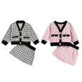 thumbnail image 4 of Cute Little Girls Ribbed Knit Cardigan Skirt Set School Style, 4 of 9