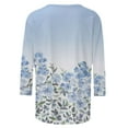thumbnail image 5 of Pompotops Mode Femmes Confortable Col Rond Manches 3/4 Imprimé Casual T-shirt Chemisier Clair, 5 of 5