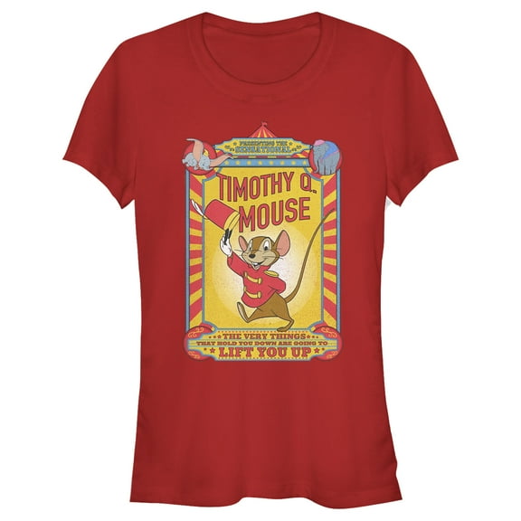 Junior's Dumbo Timothy Q. Mouse Circus Poster  Graphic Tee Red Large