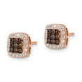 thumbnail image 2 of Finest Gold Sterling Silver Rose-Tone Black Rhodium-plate Fancy CZ Square Post Earrings, 2 of 3