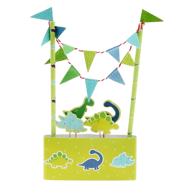 pastel de papel adorno de fiesta favores decoración pastel bandera bandera pequeño dinosaurio Sunnimix Topper de la torta