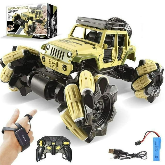 1 16 Alloy Gesture Sensing Remote Control Car Hand Controlled RC Car 360° Rotating 4WD 2.4Ghz RC Monster Trucks Stunt Vehicle with 2 Rechargeable Batteries for Christmas Gifts Kids