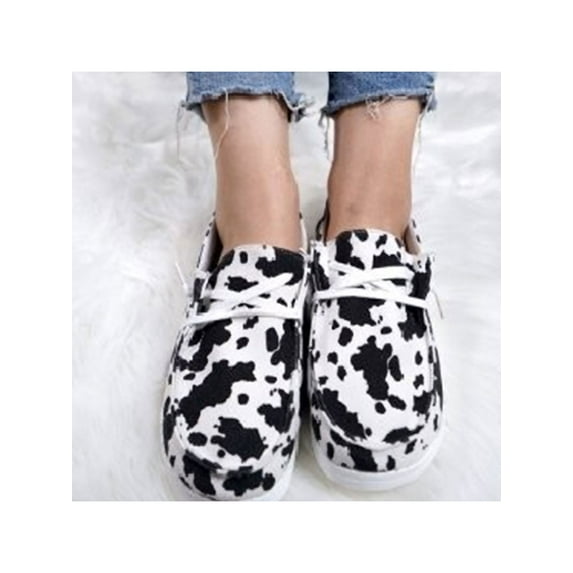 Rockomi Women's Canvas Loafers-Anti Slip Shoes Casual Flat Lace Up Walking Sneakers