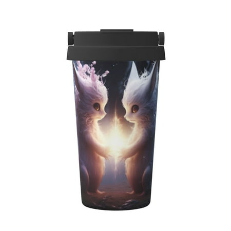 

Logiee Fox Couple Print Stainless Steel Coffee Tumbler Travel Coffee Mug Insulated Coffee Mug with Lid Spill Proof Coffee Cup Portable Thermal Mug