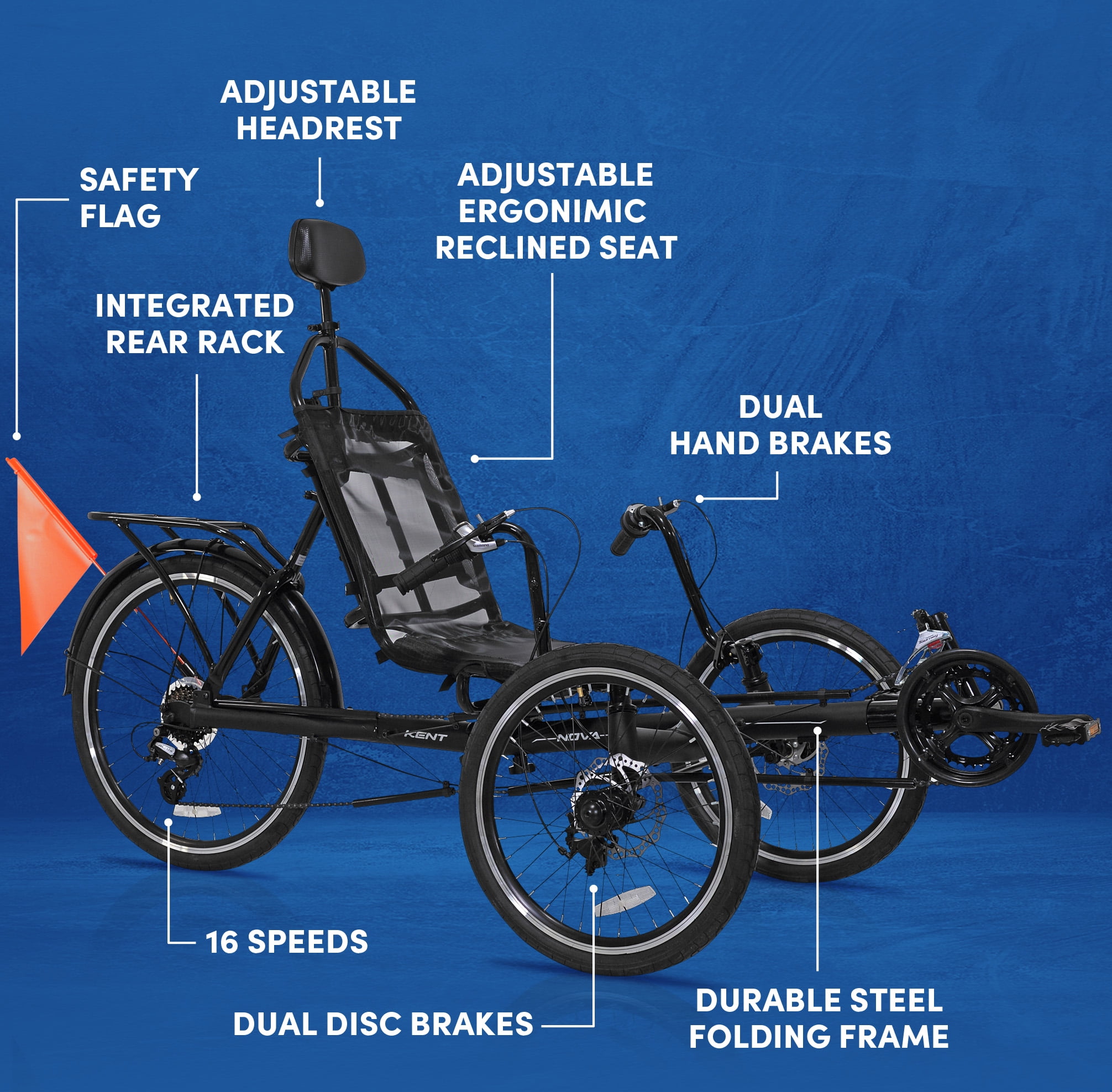Kent Bicycles 24 inch Unisex Nova Recumbent Bike Black Walmart