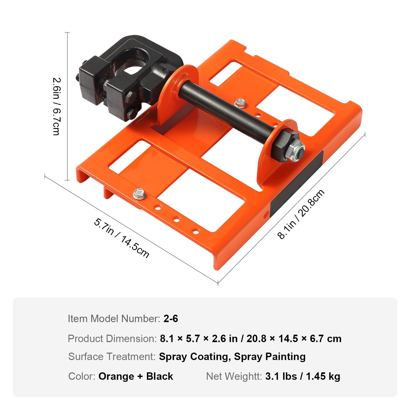 Chainsaw Sawmill Attachment 2-6 Inch Vertical Cutting Cast Iron 1.45kg Lightweight for Electric Chainsaw Wood Cutting