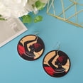 thumbnail image 4 of 2xFashion Circle Wooden Earrings Dangle Drop Black edge Salvador Pendientes de madera redondos, 4 of 10