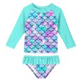 thumbnail image 3 of Lovebay Little Girls Mermaid Swimsuits Two Pieces Swimwears Rash Guard Set Long Sleeve UPF50+ Bathing Suit for Beach 2-8T, 3 of 5