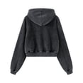 thumbnail image 2 of BEGOING Women's Long Sleeve Cropped Hoodies Casual Pullover Hooded Sweatshirts,Heavyweight Retro Washed Crop Tops Sweatshirt Drawstring Hooded Workout Shirts Solid Loose Fit Tee Shirt,Black S-XL, 2 of 7