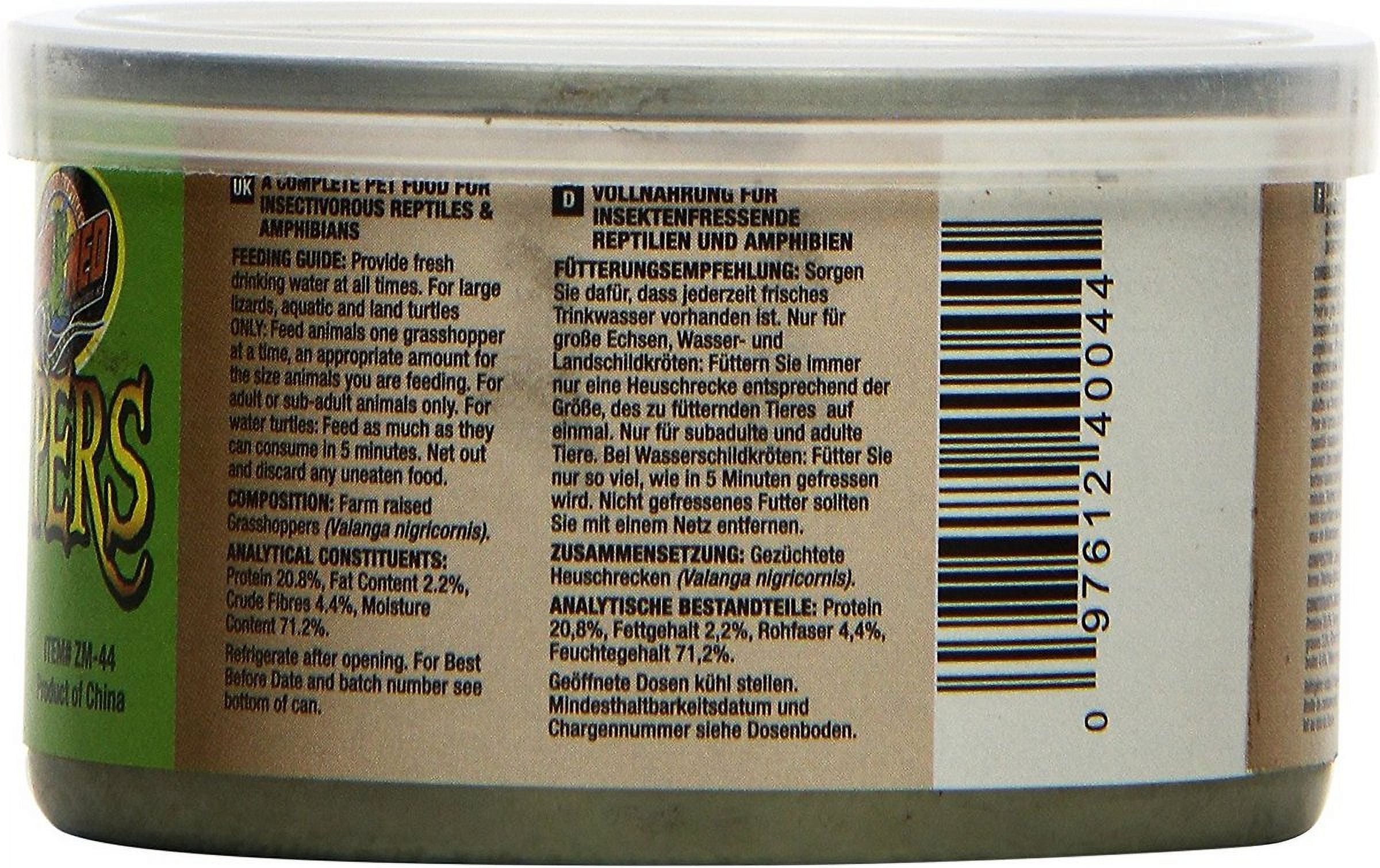 Zoo Med Can O' Grasshoppers for Reptiles or Birds [Bird Parrot Treats, Reptile Bearded Dragon Food, Reptile Crickets and Insects, Reptile Snake Food, Reptile Supplies] 14.4 oz (12 x 1.2 oz)