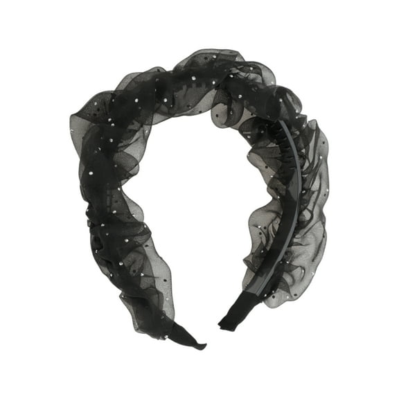 Unique Bargains 1 Pc Elegant Ruffled Headbands for Women Black
