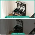 thumbnail image 4 of Tall Side Tables with Charging Station and LED Lights, Large Night Stands with 2 Fabric Drawers, Bedside Table with Storage Shelves and Hooks for Bedroom, Living Room, Office, Dorm, Black, 4 of 10