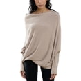 thumbnail image 1 of Youkk Off Shoulder Draped Jumpers Soft And Cozy Fall Sweaters For Women Easy To Clean And Care Polyester Light brown, 1 of 6
