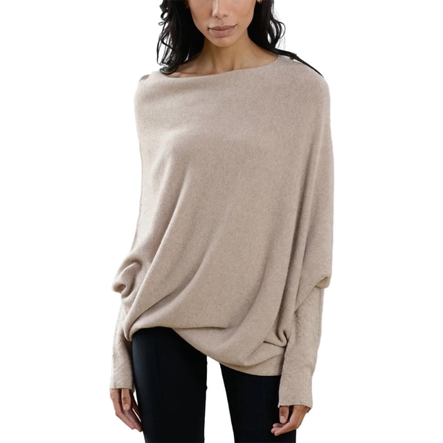 Youkk Off Shoulder Draped Jumpers Soft And Cozy Fall Sweaters For Women Easy To Clean And Care Polyester Light brown
