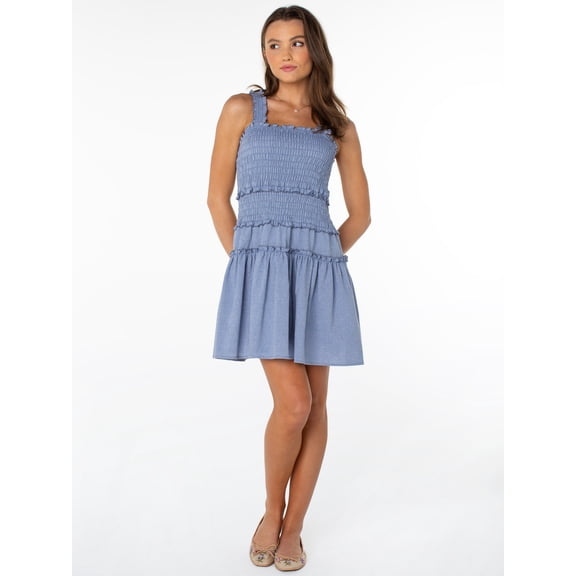 Celebrity Pink Women's and Women's Plus Smocked Ruffle Mini Dress, Size XS-4X