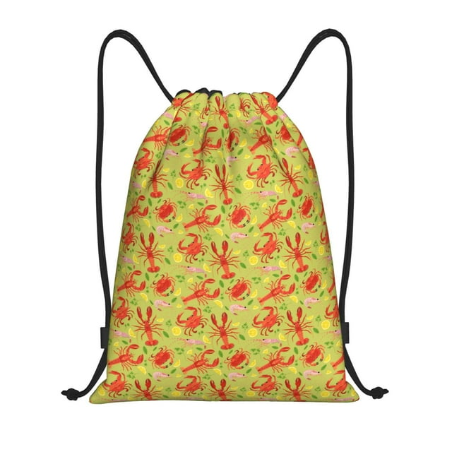 Fotbe Crab Lobster Bolsa Mochila con Cordón Estampada, Bolsa de Gimnasio Deportiva, Bolsa Cinch, Bolsa con Cordón para Hombres y Mujeres-Small