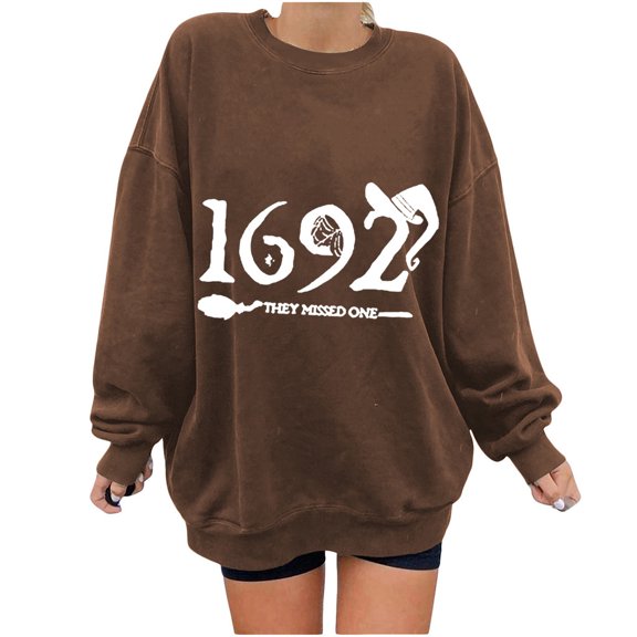 Lolmot Crew Neck Sweatshirts Women Halloween Pullover 1692 They Missed One Sweatshirt Casual Long Sleeve Hoodless Sweatshirt Tops Fall Loose Shirts