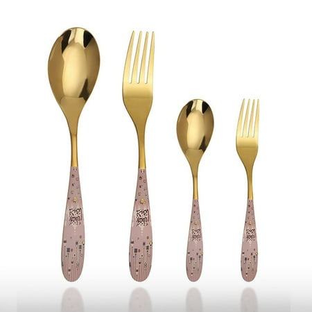

Creative Ramadan Gift Stainless Steel Coffee Spoon Dessert Spoon Tableware Cutlery Set Spoon and Fork PINK