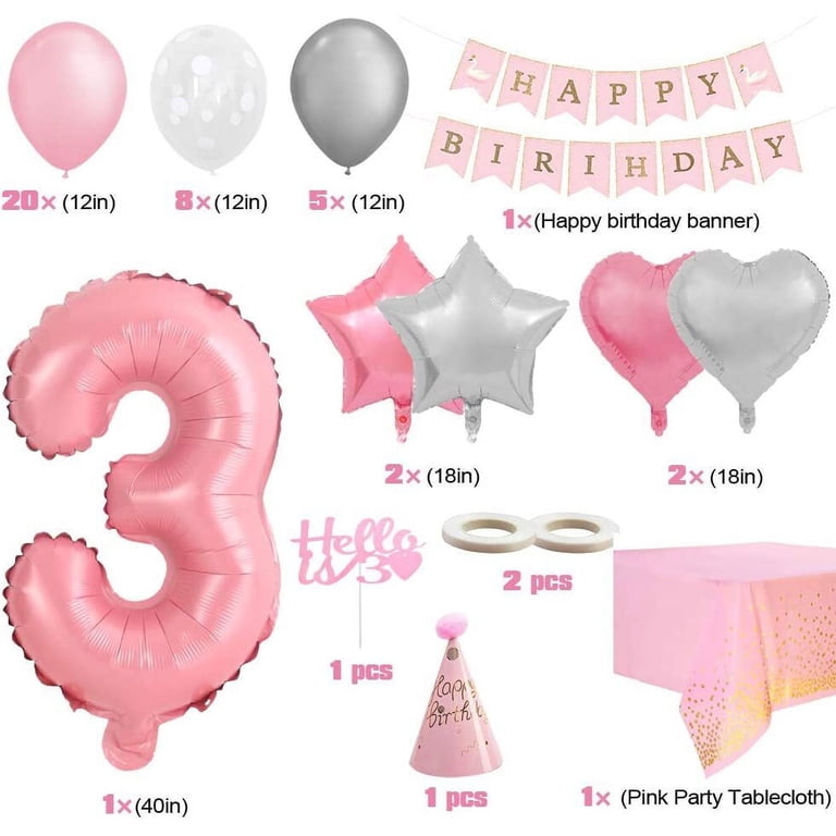 Butterfly Balloons 5th Birthday Decorations - Giant #5 & Foil Balloons, Pink Gradient, For Girls
