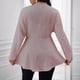 thumbnail image 4 of Chaqueta Texturizada con Botones, Cuello en V y Dobladillo con Volantes para Mujer, Talla Grande Rosa M, 4 of 6