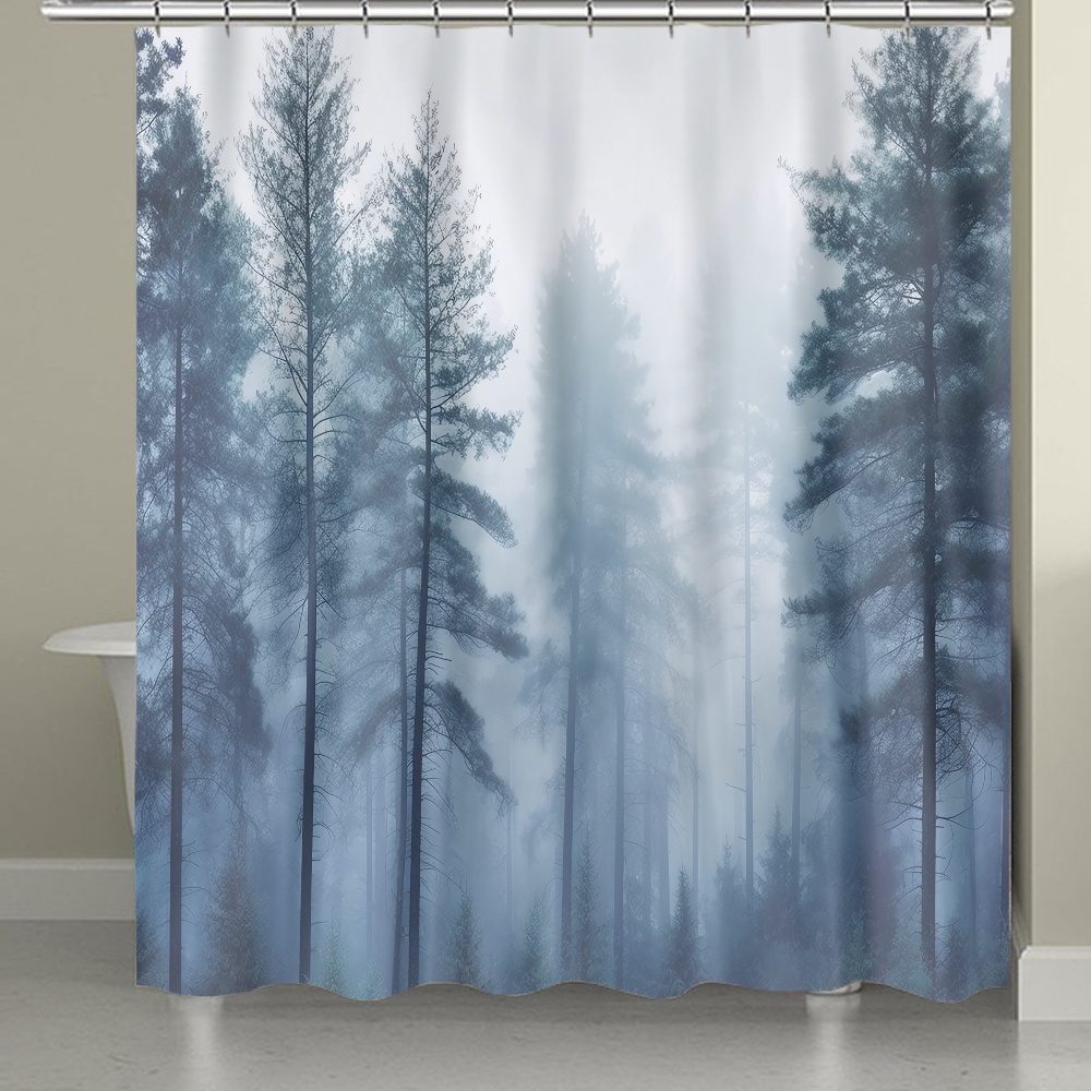 Misty Forest Shower Curtain 60x72 Inch Rustic Foggy Scenic Rainforest