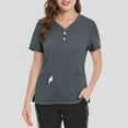 thumbnail image 4 of Scrub Suit Set for Women, Modern V Neck Scrub Top & Jogger Pant with 8 Pockets Professionals Soft Stretch Athletic Nursing Uniform Workwear (Dark gray), 4 of 5