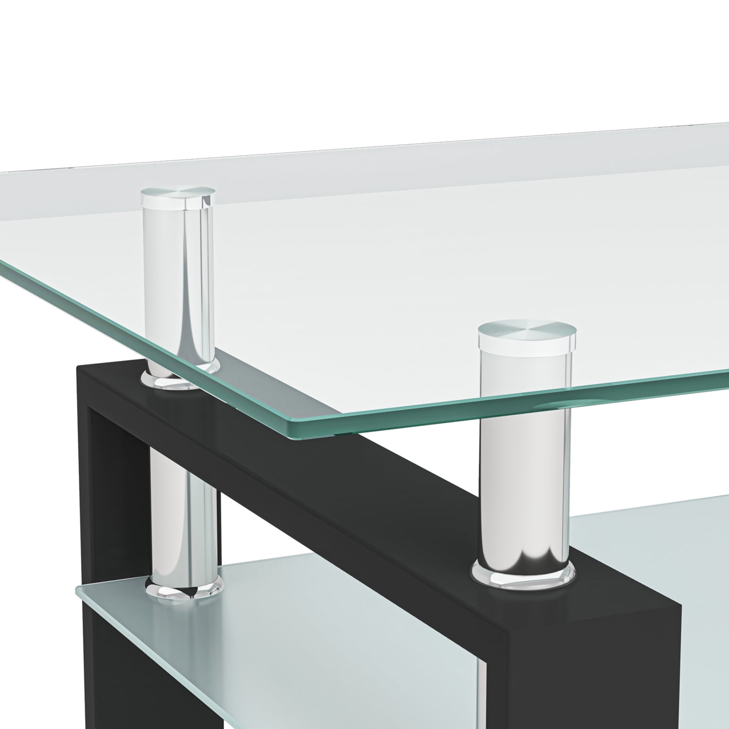 Kadyn Rectangular Glass Coffee Table, Wood Tempered Glass Top Coffee Table Rectangular W/ Shelf Home Furniture, Center Table Sofa Table Home Furniture for Living Room, Black Kadyn Rectangular Glass Coffee Table, Wood Tempered Glass Top Coffee Table Rectangular W/ Shelf Home Furniture, Center Table Sofa Table Home Furniture for Living Room, Black